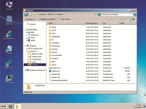 Windows vom NAS: Dieses Windows PE wurde vom NAS-Server gebootet