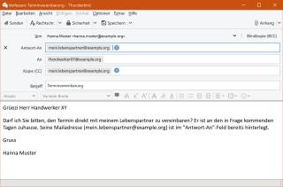 Screenshot Beispielmail mit ausgefüllter Antwort-An-Adresse
