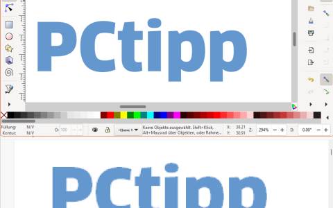 Vergleich PCtipp-Schriftzug als Vektor- und Bitmapgrafik