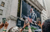 Plakat von On Running an der New Yorker Börse