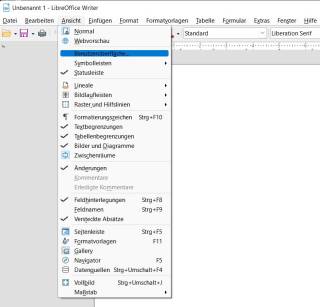 Menüführung LibreOffice Writer