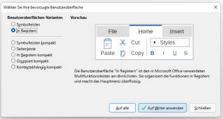 LibreOffice Bedienoberflächen-Einstellung
