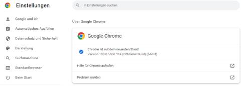 Chrome-Versionsdetails