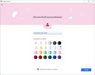Farbe und Symbol des neuen Chrome-Profils