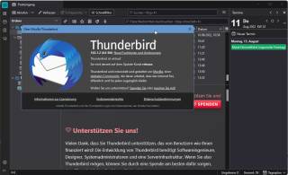 Thunderbird-Screenshot mit Versionsinfo, die jetzt 64 Bit anzeigt