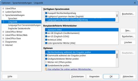 Die Linguistik-Einstellungen in LibreOffice