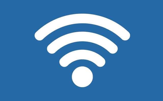 Weisses Wi-Fi-Symbol auf blauem Hintergrund