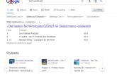 Screenshot zeigt eine Google-Suche nach Podcasts