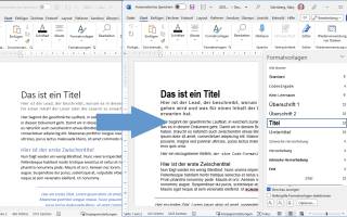 Zwei Word-Dokumente, einmal vor und einmal nach der Änderung der Formatvorlagen