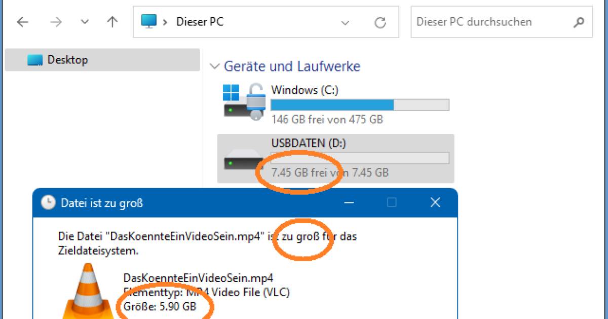 USB-Stick: Datei ist zu gross für das Zieldateisystem - com! professional