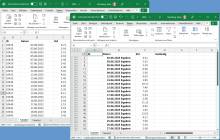 Excel-Liste mit Zeiteinträgen vorher und nach der Gliederung