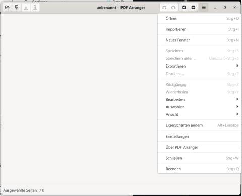 Die minimalistische Bedienoberfläche des PDF-Arrangers