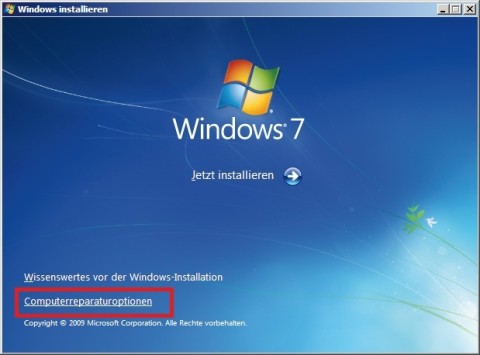 Computerreparaturoptionen:Wenn Sie im Windows-Setup im zweiten Dialogfenster auf „Computerreparaturoptionen“ klicken, dann starten die Reparaturfunktionen von Windows (Bild 2)