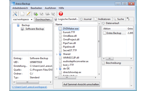 Areca Backup erstellt komplette, differenzielle und inkrementelle Backups von Dateien, die sich verschlüsseln und komprimieren lassen. 