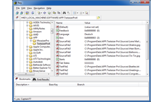 Reg - die Alternative zum Registrierungs-Editor von Windows hat neben einer Menüleiste und einer Baumstruktur eine Werkzeug- und eine Navigationsleiste. Zudem speichert das Tool auf Wunsch Registry-Schlüssel in einem Lesezeichen und ruft über eine Adressz