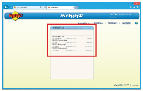 My Fritz: My Fritz stellt Dateien, die auf der Fritzbox gespeichert sind, per DynDNS im Internet bereit. Der Router wird damit zum Cloud-Speicher.