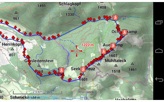Nutzer der kostenpflichtigen Android-App Locus Map Pro (7,50 Euro) haben zudem die Möglichkeit, eine Geländeschummerung zu aktivieren. Bei Bergwanderungen, hier etwa zum Seekar bei Lenggries, erhalten Sie dann einen sehr plastischen Eindruck des Geländes.