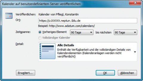 Outlook-Kalender synchronisieren: Mit Hilfe eines WebDAV-Servers halten Sie den Kalender in Outlook auch ohne Exchange-Server auf mehreren Rechnern auf demselben Stand.