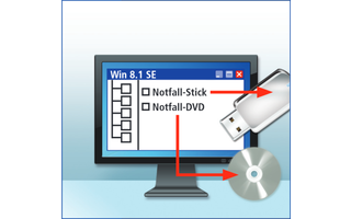 Notfall-Stick oder -DVD erstellen: Sie erstellen mit Win 8.1 SE eine ISO-Datei Ihres Notfall-Windows. Dann installieren Sie das Notfall-Windows auf einem USB-Stick oder brennen es auf DVD.
