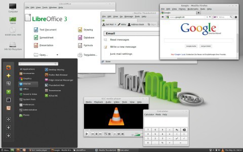 Linux Mint LTS: Die Live-DVD der neuen Cinnamon-Edition enthält Firefox, Thunderbird, Libre Office und den VLC Media Player sowie einen neuen Programmstarter.