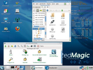 Parted Magic: Das Live-System rückt mit einem ganzen Werkzeugkasten zur Analyse und Rettung von Problem-PCs an, darunter ein „Partition Editor“, ein „System Profiler“ und ein „Network Manager“.