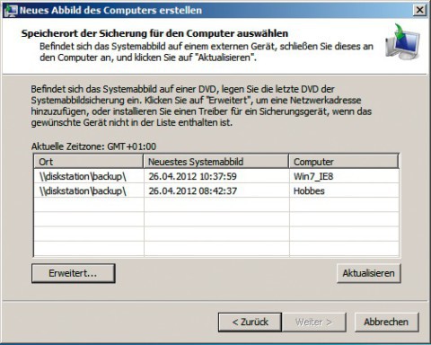 Systemwiederherstellung: Im Notfall lässt sich Windows vom NAS-Server aus wiederherstellen.