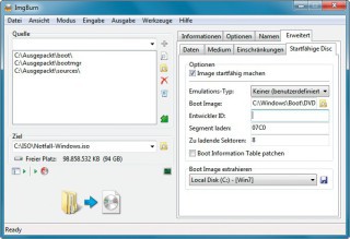 ISO-Image erstellen: Das Tool Imgburn macht aus den Dateien des Systemreparaturdatenträgers, dem Sie die Treiber hinzugefügt haben, ein ISO-Image für DVD oder USB-Stick.