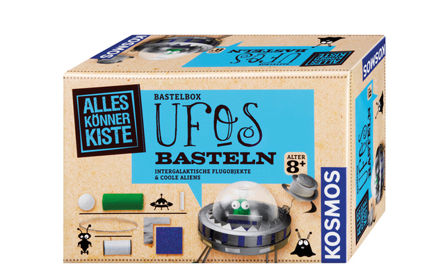 UFOs basteln - Ufos gibt's nicht? Mit diesem Bastelset werden Skeptiker eines Besseren belehrt. Die Bastel-Box "UFOs basteln von Kosmos" steckt voller Ideen, Metallic- und Glitzerfolie, um intergalaktische Flugobjekte zu zaubern.