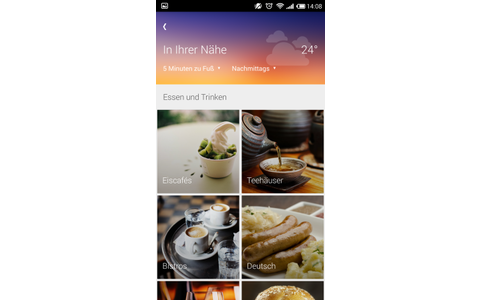 Kaffee, Tee oder Bier: Anschließend präsentiert die App Ihnen bereits eine Auswahl von Lokalitäten in der Nähe. Diese sind in unterschiedliche Kategorien geordnet.