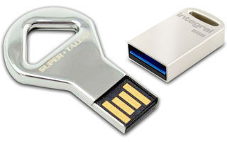 Am Schlüsselbund darf ein klassischer USB-Stick natürlich nicht fehlen. Nur sechs Gramm wiegt das CKB USB Flash Drive von Super Talent mit 2 bis 32 GByte.