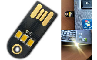Bei Abmessungen von 3,0 x 1,1 x 0,2 cm und einem Gewicht von gerade einmal 5 Gramm liefert diese USB-Stick-Leuchte 75 Lumen, was in etwa einer klassischen Glühbirne mit 5 bis 10 Watt entspricht.