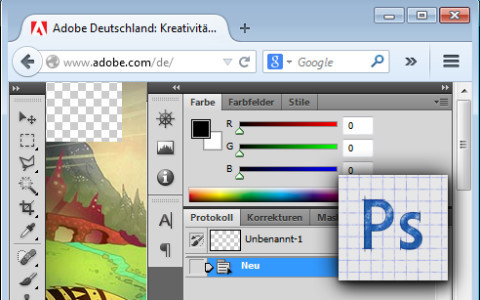 Die Bildbearbeitungs-Software Adobe Photoshop gibt es jetzt auch im Browser. Die erweiterten Grafikfunktionen des Programms lassen sich aber noch nicht nutzen.