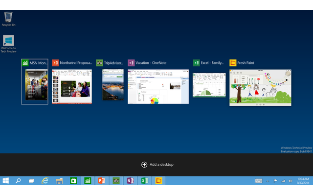 Schneller Wechsel zwischen geöffneten Programmen: In der Taskleiste von Windows 10 befindet sich nun ein sogenannter "Task View Button", über den sich alle geöffneten Apps und Programme anzeigen lassen.