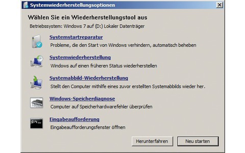 Systemreparaturdatenträger für Windows 7: Die Reparatur-Tools lassen sich auch auf einem USB-Stick ablegen und auf Computern ohne DVD-Laufwerk nutzen (Bild 9).