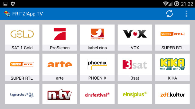 Fritz App TV: Die App für die TV-Wiedergabe auf Smartphones und Tablets ist für Android ab Version 4.0 sowie Apples iOS ab Version 7 verfügbar.