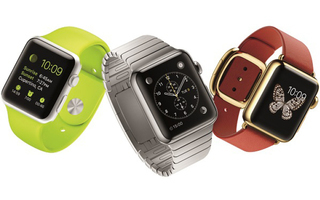 Apple Watch - Apple-Jünger müssen sich noch bis zum kommenden Frühjahr gedulden, erst dann soll die Smartwatch zu Preisen ab 500 US-Dollar in die Stores kommen. Die Steuerung erfolgt neben dem Touchscreen über die drück- und drehbare Krone.