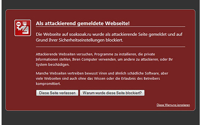 Hinweis attackierende Webseite