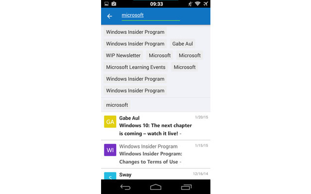 Android Outlook App Suche