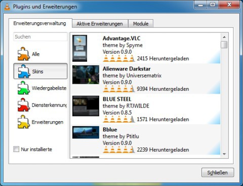 VLC Plugin-Verwaltung
