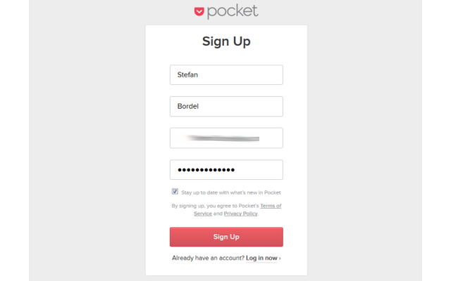 Pocket Registrierung