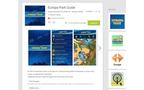 Europapark Guide im Play Store