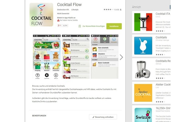 Cocktail Flow App im Play Store