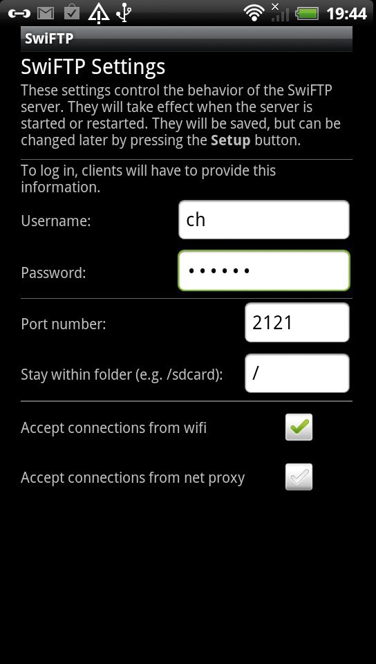 Vergeben Sie einen Benutzernamen und ein sicheres Passwort für den FTP-Zugang.