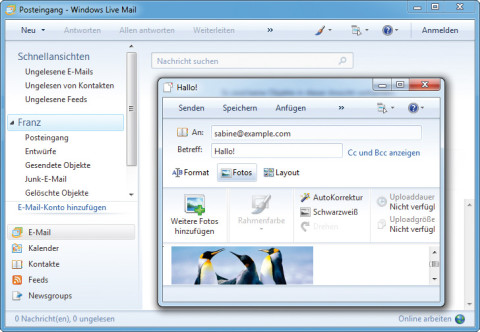 Windows Live Essentials: Das Programmpaket von Microsoft enthält sieben Tools. Eines davon ist das Mail-Programm Windows Live Mail — der Nachfolger von Outlook Express (Bild 1)