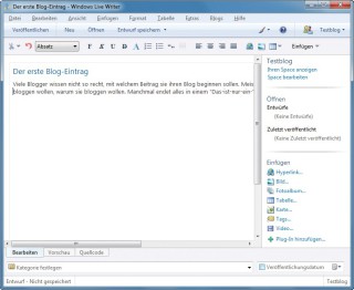 Windows Live Writer: Damit veröffentlichen Sie auf einfache Weise Beiträge in Weblogs. Die Desktop-Anwendung unterstützt unter anderem Wordpress und Blogger.com (Bild 5).