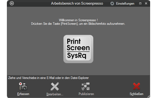 Screenpresso ist ein umfangreiches Tool zum Erstellen von Bildschirmfotos. Für einen Screenshot drücken Sie wie gewohnt die Taste „Drucken“.