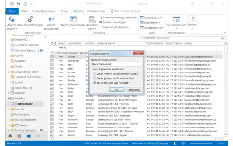 Eigenen Dateinamen für die neue Kontaktliste in Outlook festlegen