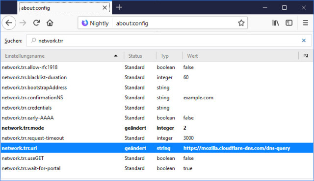 Trusted Recursive Resolver in Firefox